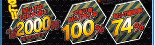 さらに！！ M:i-T中15R大当りオール約2000発 大当りごM:i-T突入率100% M:i-T継続率74%