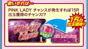 歌いきれば… PINK LADY チャンスが発生すれば15R出玉獲得のチャンス！？