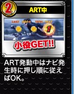 2、ART中　ART発動中はナビ発生時に押し順に従えばOK。