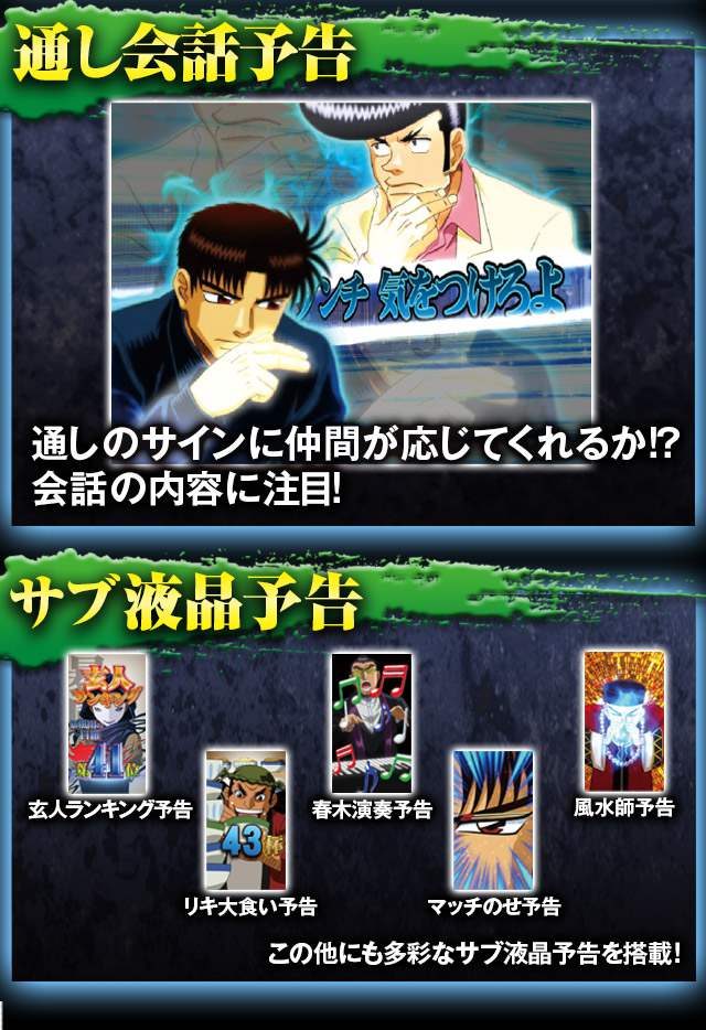 通し会話予告,サブ液晶予告の説明